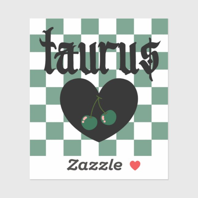 Taurus Gothic Aesthetic Chequered Cherry Art (Sheet)