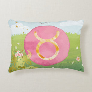 Taurus Green Pink Astrology Zodiac Sign Traits Decorative Cushion
