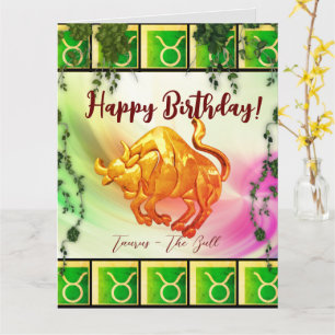 Taurus Happy Birthday (April 20 -May 20) Medium Gi Card