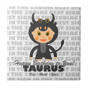 Taurus Happy Birthday Tile