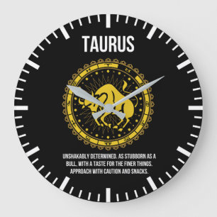 Taurus - Horoscope, Funny Zodiac Sign Humour Large Clock