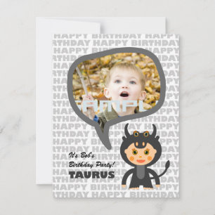 Taurus Kids Party Invitation with photo
