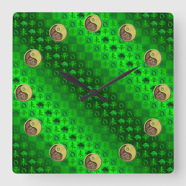 Taurus & Metal Goat Square Wall Clock (Front)