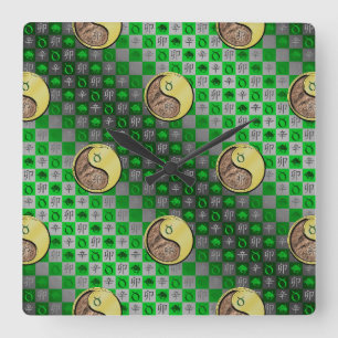 Taurus & Metal Rabbit Square Wall Clock