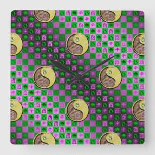 Taurus & Metal Rooster Square Wall Clock
