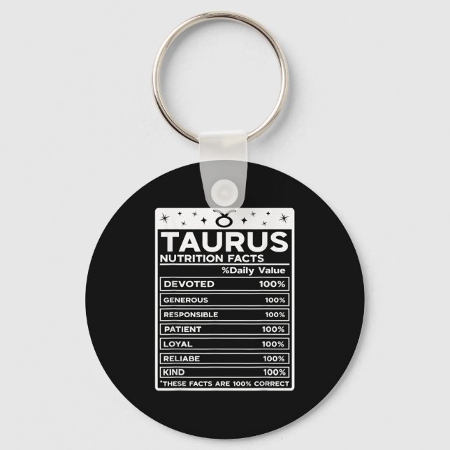 Taurus Nutritional Style Zodiac Design, Taurus  Key Ring (Front)