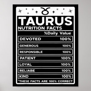 Taurus Nutritional Style Zodiac Design, Taurus Poster