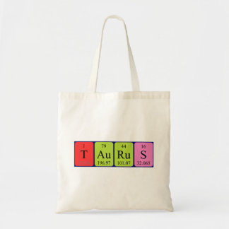 Taurus periodic table name tote bag