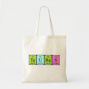 Taurus periodic table name tote bag