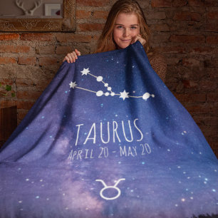 Taurus Personalised Zodiac Constellation Fleece Blanket
