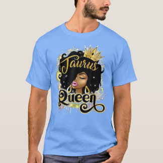Taurus Queen Afro Girl Zodiac Signs Birthday Gift  T-Shirt