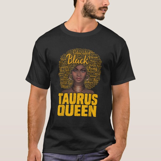 Taurus Queen Black Woman Afro Natural Hair African T-Shirt (Front)