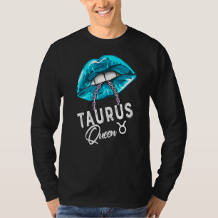 Taurus Queen Lips & Chain Zodiac Astrology Womens T-Shirt