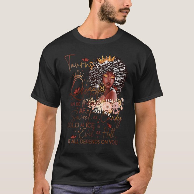 Taurus Queen Sweet As Candy Birthday  For Black Wo T-Shirt (Front)