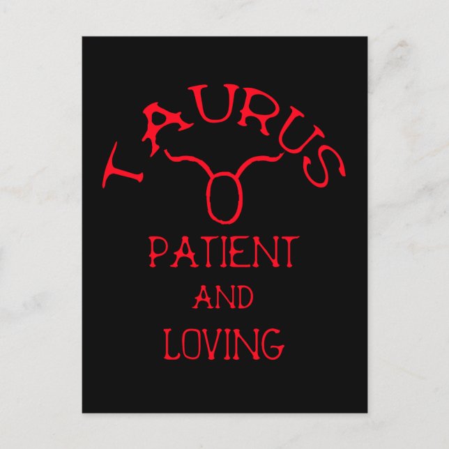 Taurus (Red Text) Postcard (Front)