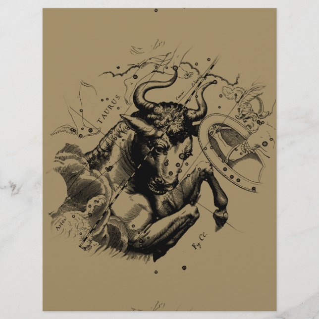 Taurus Sign Constellation Hevelius circa 1690 (Front)