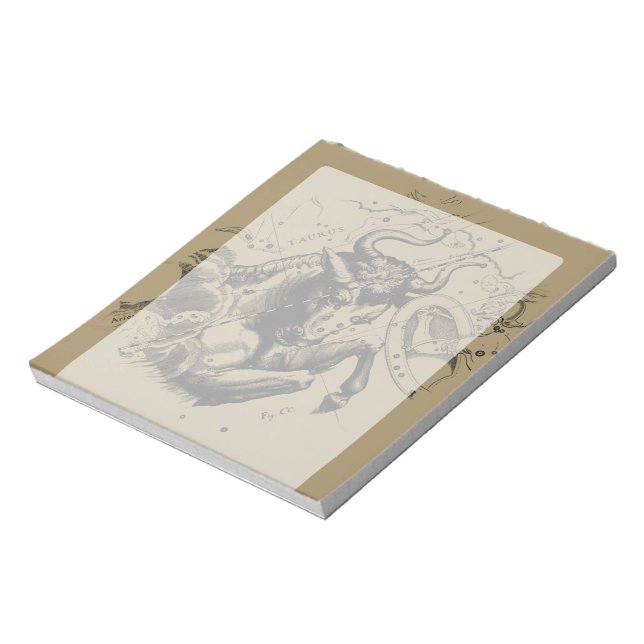 Taurus Sign Constellation Hevelius circa 1690 Notepad (Rotated)