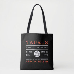 Taurus Sign of the Zodiac, Astrological Tote Bag