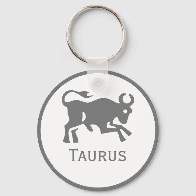 Taurus Sign of the Zodiac Design Key Ring (Front)