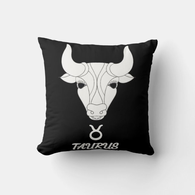 Taurus Silhouette Reversible Throw Pillow (Front)