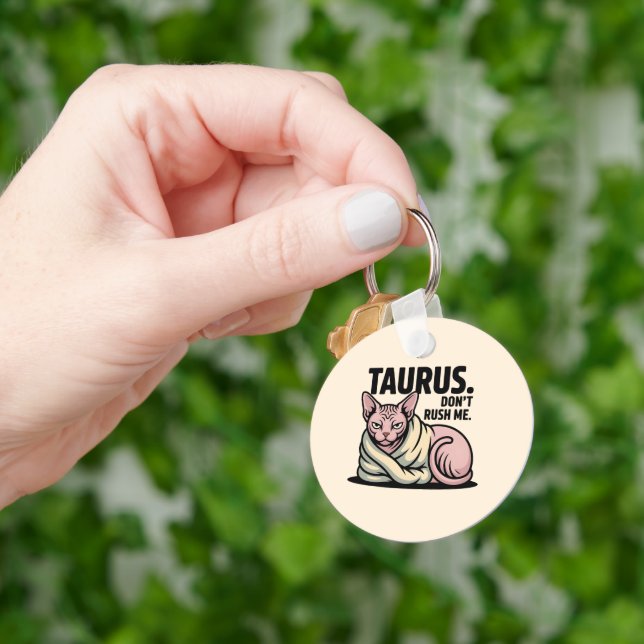Taurus Sphynx Cat Zodiac Attitude Illustration Key Ring (Hand)