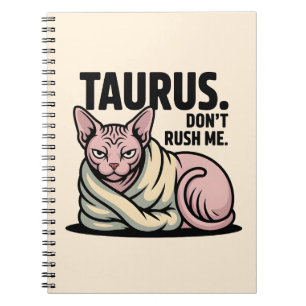 Taurus Sphynx Cat Zodiac Attitude Illustration Notebook