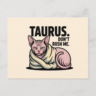 Taurus Sphynx Cat Zodiac Attitude Illustration Postcard