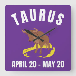 Taurus star sign square wall clock
