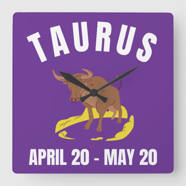 Taurus star sign square wall clock (Front)