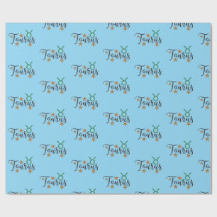 Taurus Star Sign Wrapping Paper Blue Background