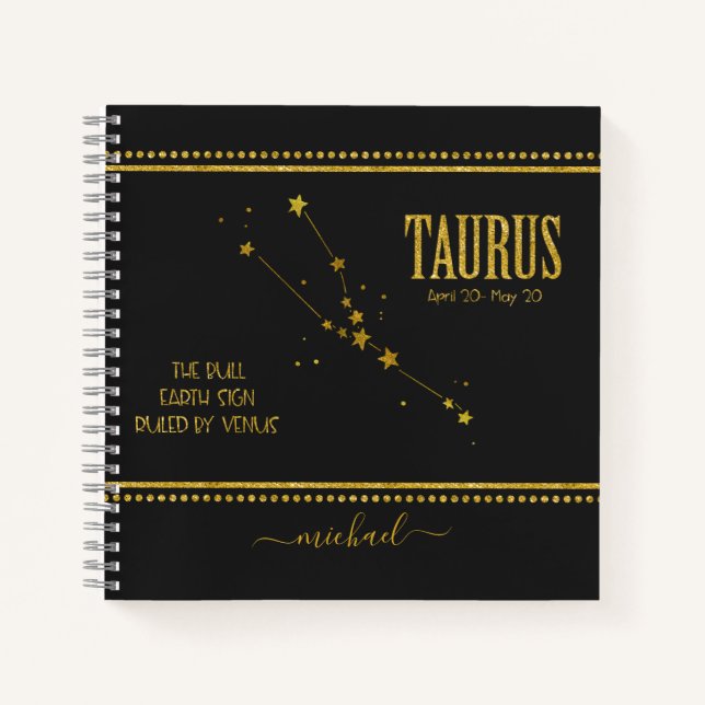 Taurus Star Zodiac Sign Notebook (Front)