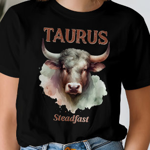 Taurus Steadfast Watercolor Bull Zodiac Sign T-Shirt