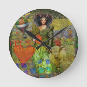 Taurus Surreal Fantasy Steampunk Astrology Round Clock