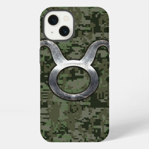 Taurus Symbol on Green Digital Camo iPhone 13 Case