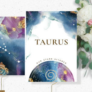 Taurus Table Sign Celestial Watercolor Theme Card