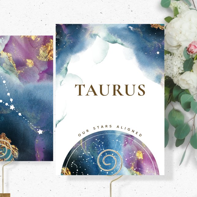 Taurus Table Sign Celestial Watercolor Theme Card (Creator Uploaded)