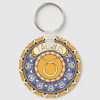 Taurus Taurus sign colorful Mandala Key Ring