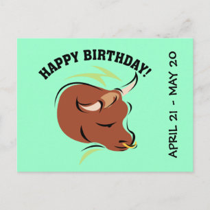 Taurus the Bull Artistic Zodiac Sign Illustration Postcard