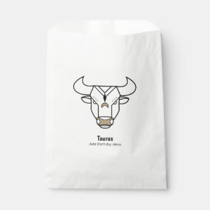 Taurus the bull black gold personalised zodiac favour bags