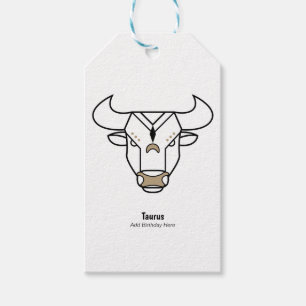Taurus the bull black gold personalised zodiac gift tags