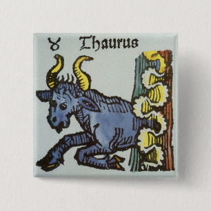 Taurus the Bull, Vintage Signs of the Zodiac 15 Cm Square Badge