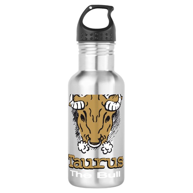 Taurus The bull zodiac astrological drinks bottle (Front)
