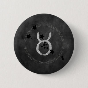 Taurus the bull zodiac constellation distressed  6 cm round badge