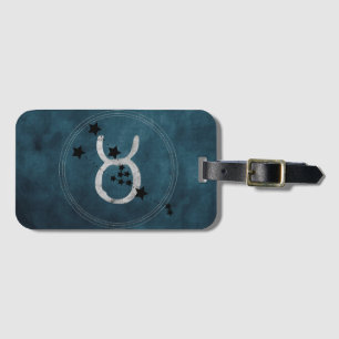Taurus the bull zodiac constellation distressed luggage tag