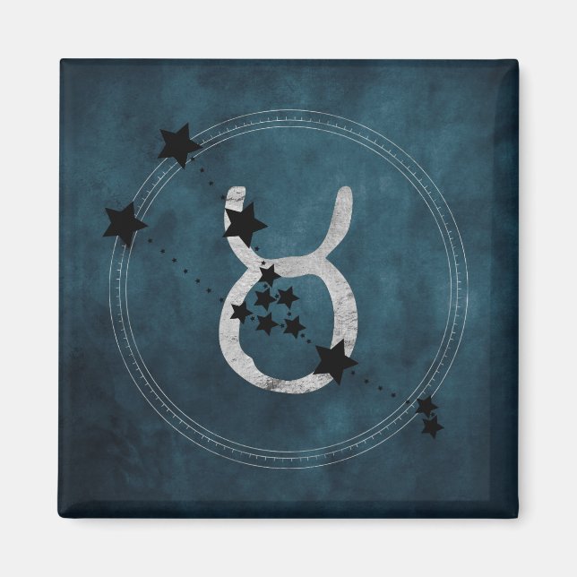 Taurus the bull zodiac constellation distressed magnet (Front)