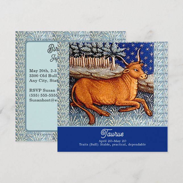 Taurus the Bull Zodiac Sign Birthday Party (Front/Back)