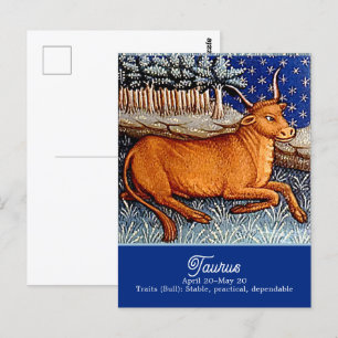 Taurus the Bull Zodiac Sign Birthday Party Postcard