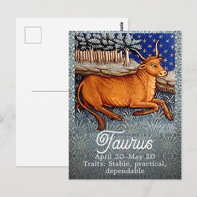 Taurus the Bull Zodiac Sign Birthday Party Postcard (Front/Back)