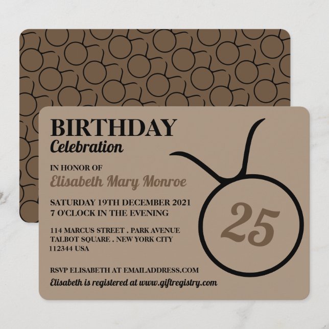 Taurus, The Bull, Zodiac Star Sign, Birthday Invitation (Front/Back)