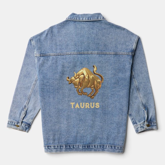 Taurus the Bull Zodiac Women's Denim Jacket (Back)